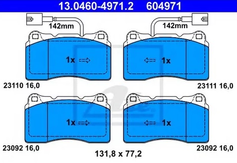Колодки тормозные дисковые передние ALFA ROMEO 159, 166 Ate 13.0460-4971.2
