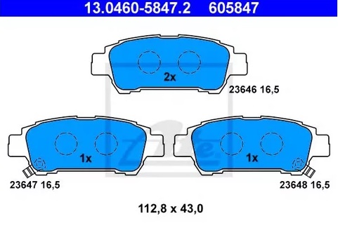 Колодки тормозные дисковые задние TOYOTA Alphard, Avensis Ate 13.0460-5847.2 
