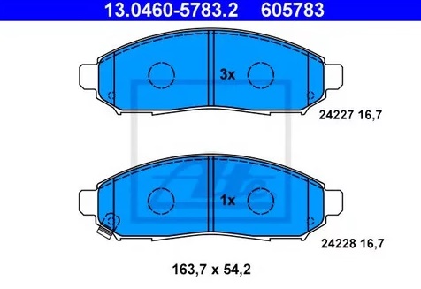 Колодки тормозные дисковые передние NISSAN Navara, Pathfinder Ate 13.0460-5783.2 