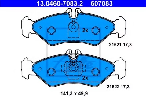 Колодки тормозные дисковые задние MERCEDES Sprinter, VOLKSWAGEN LT Ate 13.0460-7083.2