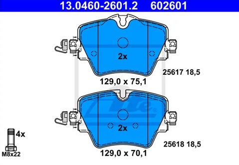 Колодки тормозные дисковые передние BMW 1, 2, TOYOTA Supra, MINI Clubman Ate 13.0460-2601.2