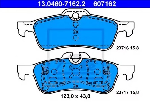 Колодки тормозные дисковые задние MINI Cabrio, Hatch Ate 13.0460-7162.2 