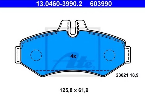 Колодки тормозные дисковые задние MERCEDES Sprinter, VOLKSWAGEN LT Ate 13.0460-3990.2