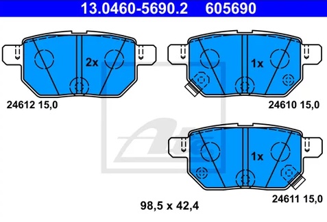 Колодки тормозные дисковые задние Lexus, Subaru, Toyota Ate 13.0460-5690.2