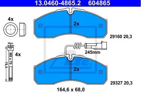Колодки тормозные дисковые передние NISSAN CABSTAR Ate 13.0460-4865.2