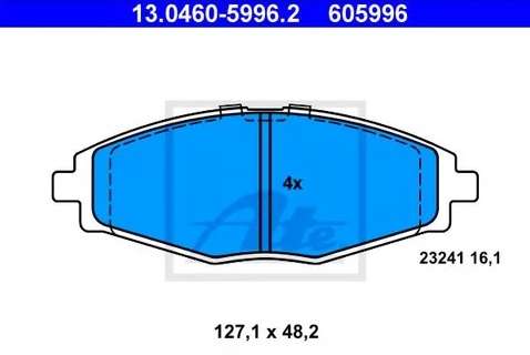 Колодки тормозные дисковые передние CHEVROLET Matiz, DAEWOO Lanos Ate 13.0460-5996.2