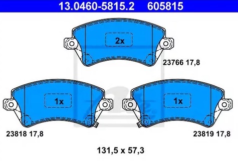Колодки тормозные дисковые передние TOYOTA Corolla Ate 13.0460-5815.2
