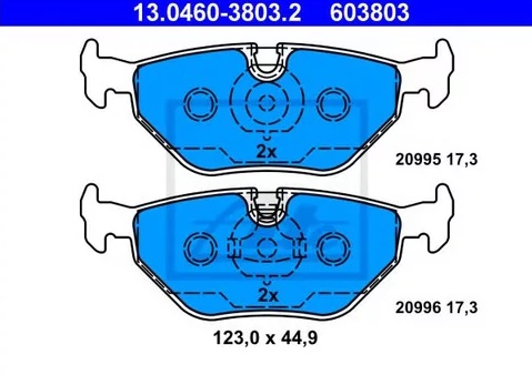 Колодки тормозные дисковые задние BMW 3, 5, 7 Ate 13.0460-3803.2