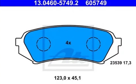 Колодки тормозные дисковые задние TOYOTA Land Cruiser, LEXUS LX Ate 13.0460-5749.2