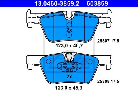 Колодки тормозные дисковые задние BMW 1, 2, 3, 4, TOYOTA Celica Ate 13.0460-3859.2