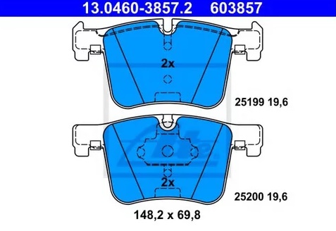 Колодки тормозные дисковые передние BMW 1, 2, 3, 4 Ate 13.0460-3857.2
