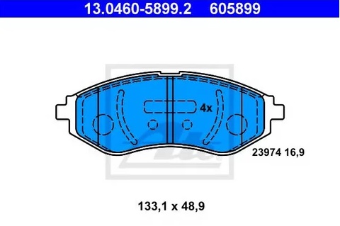 Колодки тормозные дисковые передние CHEVROLET Aveo, DAEWOO Gentra Ate 13.0460-5899.2