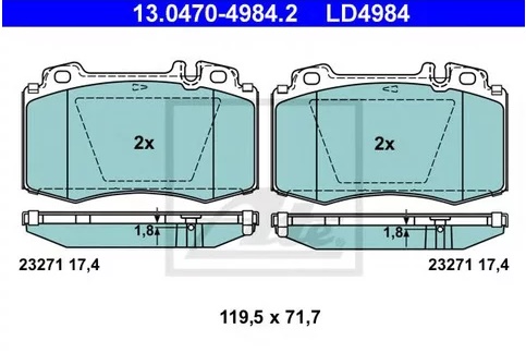 Колодки тормозные дисковые передние MERCEDES-BENZ M-CLASS Ate 13.0470-4984.2