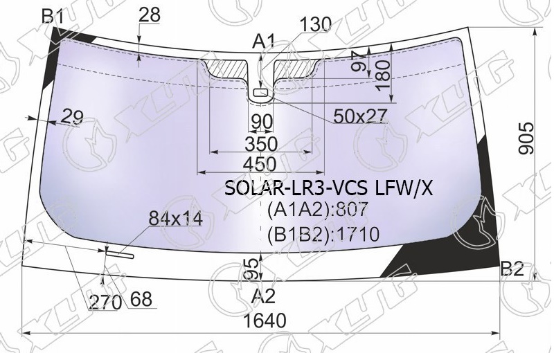 Стекло лобовое атермальное LR DISCOVERY XYG SOLAR-LR3-VCS LFW/X 