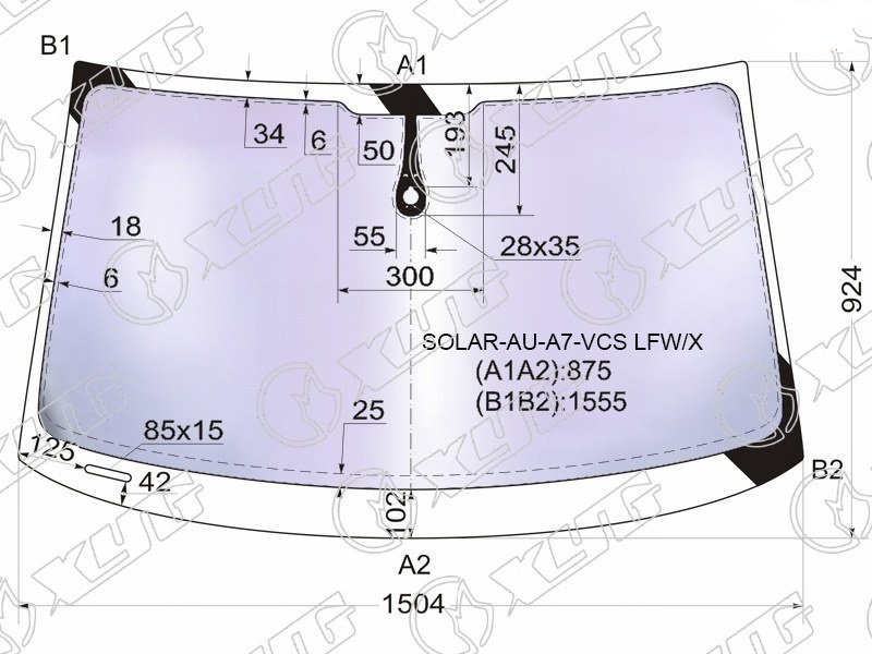 Стекло лобовое атермальное AUDI A7 SPORTBACK XYG SOLAR-AU-A7-VCS LFW/X 