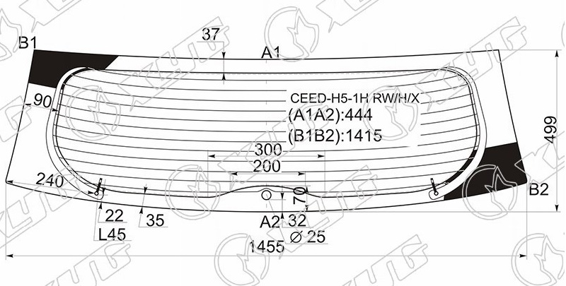 Стекло заднее на KIA CEED 2012- еврокод 4442BGNHI