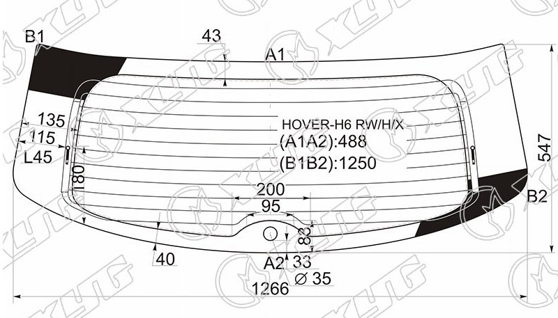 Стекло заднее с обогревом GREAT WALL HOVER XYG HOVER-H6 RW/H/X 