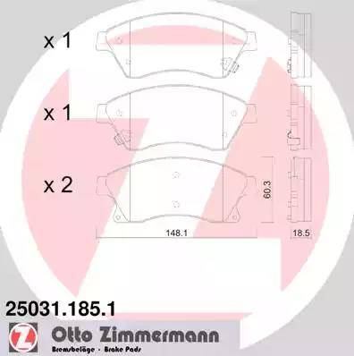 Колодки тормозные дисковые передние CHEVROLET AVEO, CRUZE Otto Zimmermann 25031.185.1