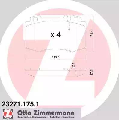 Колодки тормозные дисковые передние MERCEDES (W163, W220) Otto Zimmermann 23271.175.1