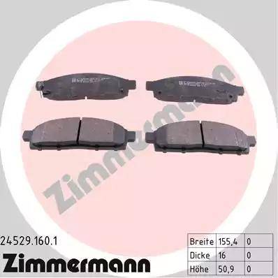 Колодки тормозные дисковые передние MITSUBISHI L200, Pajero Sport Otto Zimmermann 24529.160.1