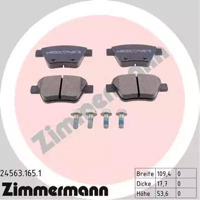 Колодки тормозные дисковые задние AUDI A3 Otto Zimmermann 24563.165.1