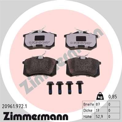 Колодки тормозные дисковые задние AUDI A4 Otto Zimmermann 20961.972.1