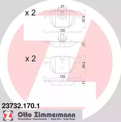 Колодки тормозные дисковые задние BMW 5, 6 Otto Zimmermann 23732.170.1