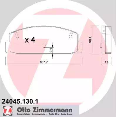 Колодки тормозные дисковые задние MAZDA 6, 323, 626 Otto Zimmermann 24045.130.1