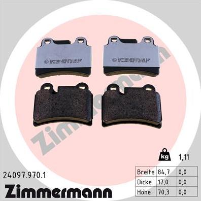 Колодки тормозные задние VW TOUAREG Zimmermann 24097.970.1
