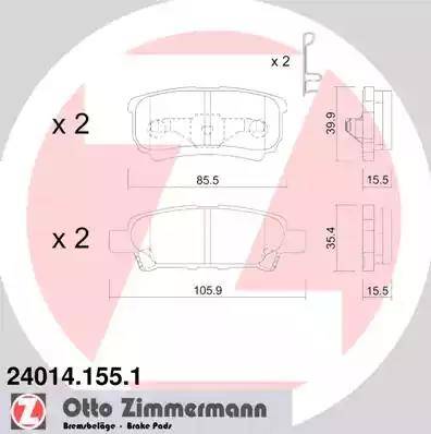 Колодки тормозные дисковые задние CHRYSLER SEBRING Otto Zimmermann 24014.155.1