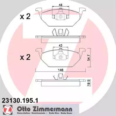 Колодки тормозные дисковые передние AUDI A3 Otto Zimmermann 23130.195.1