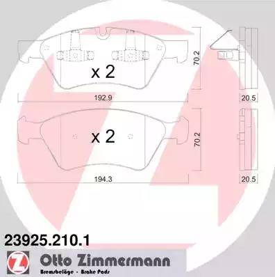 Колодки тормозные дисковые передние MERCEDES GL Otto Zimmermann 23925.210.1