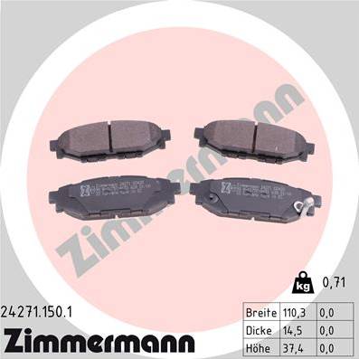 Колодки тормозные дисковые задние HONDA Accord Otto Zimmermann 24271.150.1