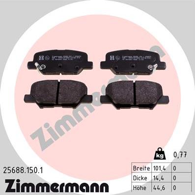 Колодки тормозные дисковые задние CITROEN C4 Otto Zimmermann 25688.150.1 