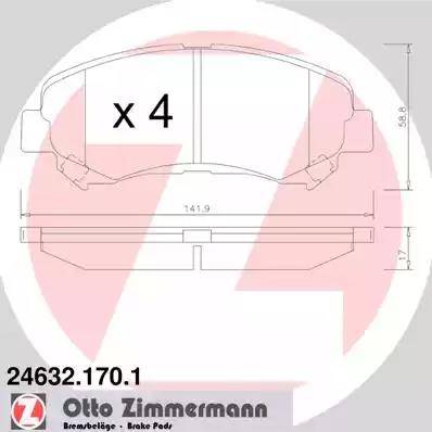 Колодки тормозные дисковые передние NISSAN, SUZUKI Otto Zimmermann 24632.170.1
