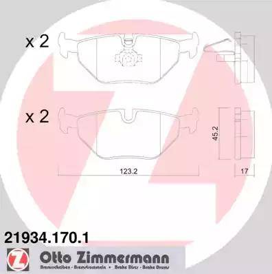 Колодки тормозные дисковые задние BMW 3 Otto Zimmermann 21934.170.1