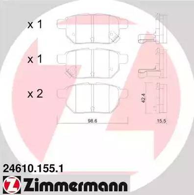 Колодки тормозные дисковые задние SUBARU Trezia Otto Zimmermann 24610.155.1