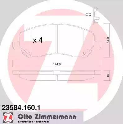 Колодки тормозные дисковые передние CHRYSLER Sebring Otto Zimmermann 23584.160.1