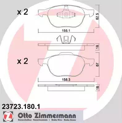 Колодки тормозные дисковые передние CHRYSLER TC MASERATI Otto Zimmermann 23723.180.1