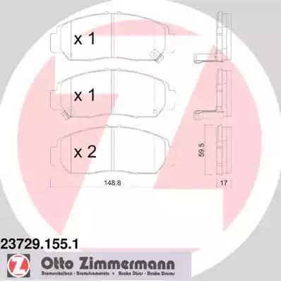 Колодки тормозные дисковые передние HONDA Civic Otto Zimmermann 23729.155.1