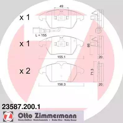 Колодки тормозные дисковые передние AUDI A3 Otto Zimmermann 23587.200.1