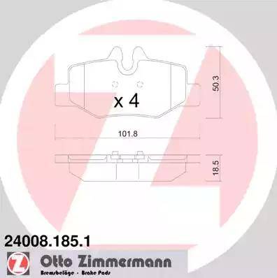 Колодки тормозные дисковые задние MERCEDES Viano, Vito Otto Zimmermann 24008.185.1 