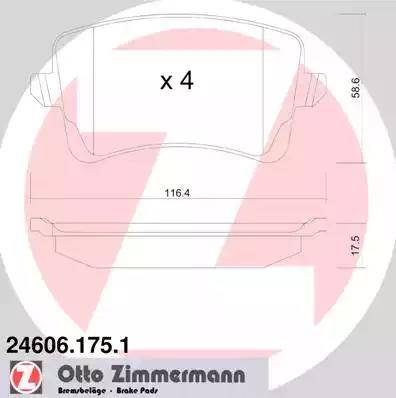 Колодки тормозные дисковые задние AUDI A4 Otto Zimmermann 24606.175.1