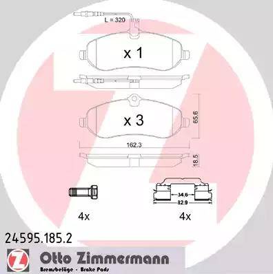 Колодки тормозные дисковые передние CITROEN, FIAT, PEUGEOT Otto Zimmermann 24595.185.2