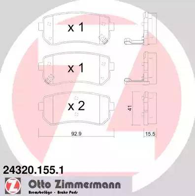Колодки тормозные дисковые задние HYUNDAI Accent, KIA Rio Otto Zimmermann 24320.155.1