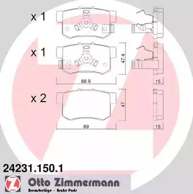 Колодки тормозные дисковые задние HONDA ACCORD, CR-V Otto Zimmermann 24231.150.1 