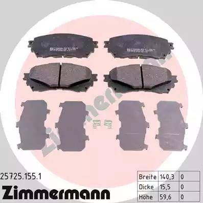Колодки тормозные дисковые передние MAZDA 6 Otto Zimmermann 25725.155.1