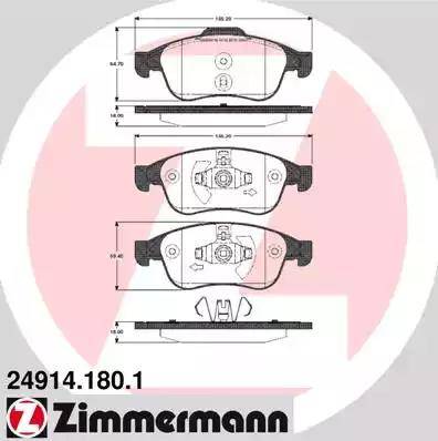 Колодки тормозные дисковые передние RENAULT Captur Otto Zimmermann 24914.180.1