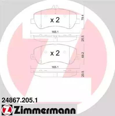 Колодки тормозные дисковые передние MERCEDES GLK Otto Zimmermann 24867.205.1
