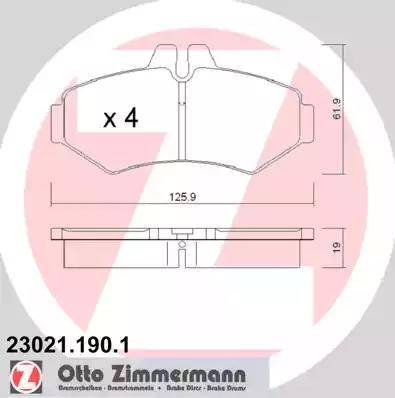 Колодки тормозные дисковые задние MERCEDES Sprinter Otto Zimmermann 23021.190.1